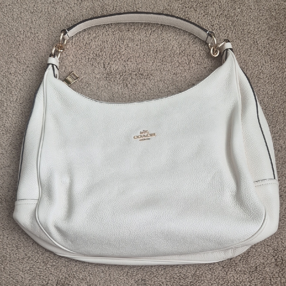 Coach IM/Chalk Pebbled Leather Hobo Bag